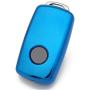 ROYALFOX(TM Luxury 3 Buttons TPU flip Remote Key Fob case Cover for VW Volkswagen Jetta GTI Passat Golf Bora Polo Tiguan Touareg Beetle Multivan Sagitar Passat,Skoda(Blue with Black)