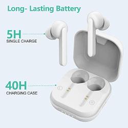 Wireless Earbuds, Willful Bluetooth Earbuds with Microphone, Stereo Sound, Clear Call, Touch Control, USB-C Charge, Bluetooth V5.0, Waterproof, Secure Fit, in-Ear Headphones Earphones (White)