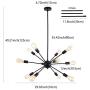 Sputnik Chandelier,12 Lights Modern Chandelier Pendant Lighting Industrial Vintage Hanging Dining Room Light for Kitchen (Black)