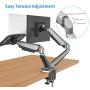 SHOPPINGALL Fully Adjustable Dual Gas Spring 2 in 1 Monitor & Laptop OR Dual Monitors Mount Stand with 2 Arms for 15''-32'' Monitors, Desk Clamp and Grommet Options Included - SA-GM224U+D15 (Silver)
