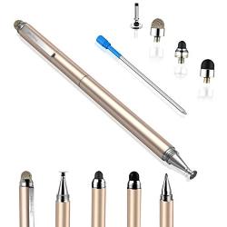 Penyeah Stylus pens for Touch Screens - [4-in-1] High Sensitivity and Precision Touch Screen Stylus Disc Tip,Black Rubber Tip & Mesh Fiber Tip Universal for All Capacitive Touch Screen Device (Gold)