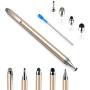 Penyeah Stylus pens for Touch Screens - [4-in-1] High Sensitivity and Precision Touch Screen Stylus Disc Tip,Black Rubber Tip & Mesh Fiber Tip Universal for All Capacitive Touch Screen Device (Gold)