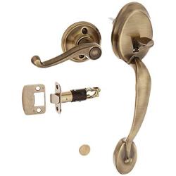 Schlage FE285PLY609FLALH Antique Brass Plymouth Lower Handleset for Electronic Keypad with Flair Interior Left Handed Lever