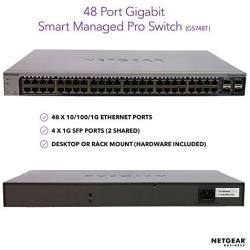 NETGEAR 48-Port Gigabit Ethernet Smart Switch (GS748T) - Managed with 4 x 1G SFP, Desktop/Rackmount, and ProSAFE Limited Lifetime Protection
