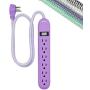Cordinate 6-Outlet Surge Protector, Power Strip, Flat Plug, Braided Cord, Decorative, 3 ft Power Cord, Wall Mount, Tangle-Free, Warranty, Lavender, 41639