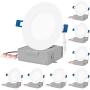 JULLISON LED 8 Packs 4 Inch Recessed Low Profile Slim Panel Light with Junction Box, Air Tight, 120VAC, 9W, 550 Lumens, 5000K Daylight White, CRI80+, Dimmable, ETL Listed, Energy Star Certified