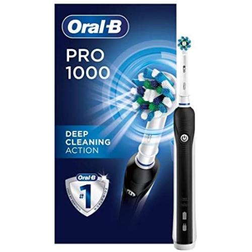 Oral-B 1000 CrossAction Electric Toothbrush, Black, Powered by Braun