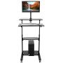 Mount-It Mobile Stand Up Desk / Height Adjustable Computer Work Station Rolling Presentation Cart With Monitor Arm (MI-7942B), Black