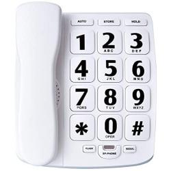 Large Button Corded Phone for Elderly, JeKaVis J-P02 Amplified Phones for Hearing Impaired Seniors, Wall Mountable Landline Phone with Speakerphone and Speed Dial Memory, White