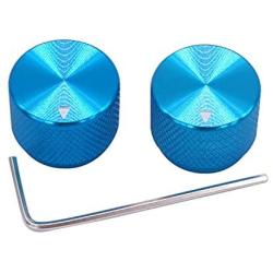 Taiss / 2pcs Blue Aluminum Rotary Electronic Control Potentiometer Knob For 6 mm Diameter Shaft, Volume Control Knobs, Audio knob, Guitar Knobs，Switch Knob, 20mm dia. x 15.5mm height