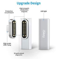 Magnetic USB C Adapter 20Pins Type C Connector, Support USB PD 100W Quick Charge, 10Gb/s Data Transfer and 4K@60 Hz Video Output Compatible with MacBook Pro/Air and More Type C Devices (Silver)
