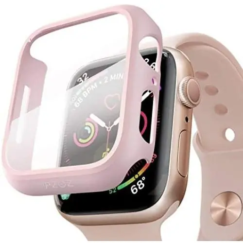 pzoz Compatible for Apple Watch Series 6/5 /4 /SE 40mm Case with Screen Protector Accessories Slim Guard Thin Bumper Full Coverage Matte Hard Cover Defense Edge for Women Men GPS iWatch (Pink)