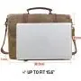 Mens Messenger Bag 15.6 Inch Waterproof Vintage Genuine Leather Waxed Canvas Briefcase Large Satchel Shoulder Bag Rugged Leather Computer Laptop Bag, Khaki Mens Messenger Bag 15.6 Inch Waterproof Vintage Genuine Leather Waxed Canvas Briefcase Large Satchel Shoulder Bag Rugged Leather Computer Laptop Bag, Khaki