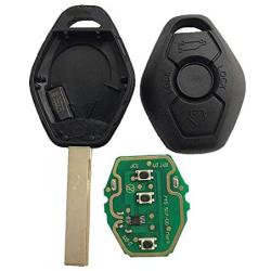 Dudely New Uncut Chip Chip ID44 315MHz 433MHz Keyless Entry Remote Control Car Key Replacement for BMW LX8 FZV Z4 X 3 X5 E46 Series 3 5 6 7 Z3(Include Electronic,Battery and Chip)