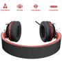 Elecder i39 Headphones with Microphone Foldable Lightweight Adjustable On Ear Headsets with 3.5mm Jack for Cellphones Computer MP3/4 Kindle School Red/Black