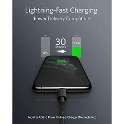 Anker New Nylon USB-C to Lightning Charging Cord for [6ft MFi Certified] for iPhone 12/11 Pro/X/XS/XR / 8 Plus, Supports Power Delivery (Black)