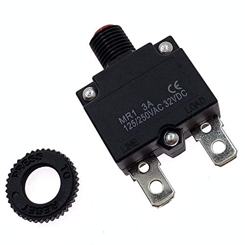 Yoiilnz 2Pcs 125-250VAC 32VDC Push Button Circuit Breaker 3Amp Thermal Overload Protector Manual Reset Thermal Circuit Breaker 3A Fuse