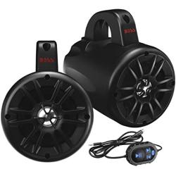 BOSS Audio Systems BM40AMPBT Marine Waketower Speaker System - Bluetooth, 500 Watts of Power Per Pair, 250 Watts Each, 4 Inch, Full Range, 2 Way, Marine Grade, Weatherproof, Sold in Pairs