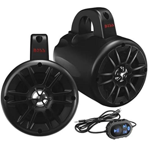 BOSS Audio Systems BM40AMPBT Marine Waketower Speaker System - Bluetooth, 500 Watts of Power Per Pair, 250 Watts Each, 4 Inch, Full Range, 2 Way, Marine Grade, Weatherproof, Sold in Pairs