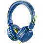 POWMEE M1 Kids Headphones Wired Headphone for Kids,Foldable Adjustable Stereo Tangle-Free,3.5MM Jack Wire Cord On-Ear Headphone for Children (Blue)