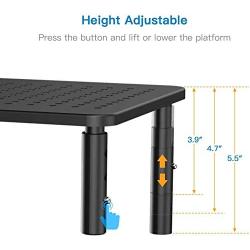 Monitor Stand Riser - 3 Height Adjustable Monitor Stand for Laptop, Computer, iMac, PC, Printer, Desktop Ergonomic Metal Monitor Riser Stand with Mesh Platform for Airflow by HUANUO
