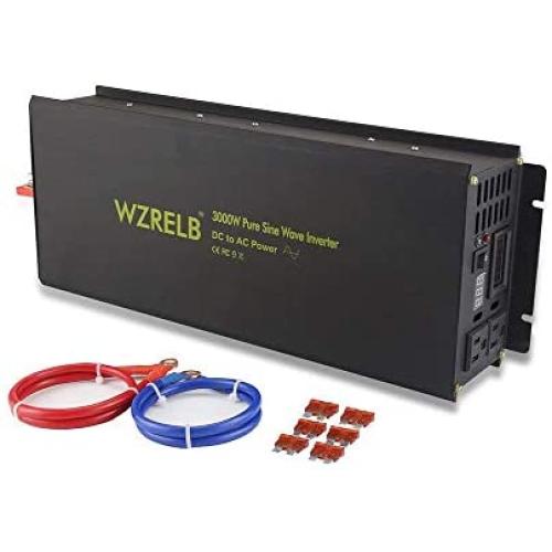 WZRELB Power Inverter 3000W Pure Sine Wave Inverter 12V 120V Dc AC Converter