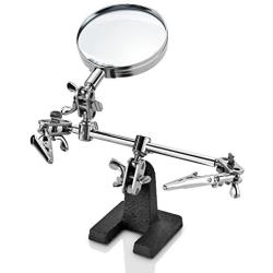 3X Helping Hand Magnifier Station Soldering Iron Base Stand with 2 Clips Clamp & 3X Magnifying Glass for Electronic Handcraf Hobbies and Watch Jewelry