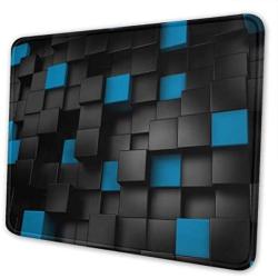 3D Design Mouse Pad with Stitched Edge, Black Blue Rectangle Design Mousepad Non-Slip Rubber Large Gaming Mouse Pad for Laptop, Computer & Office, 11.8 X 9.8 X 0.12Inches