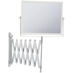 Jerdon J2020C 8.3-Inch Two-Sided Swivel Wall Mount Mirror with 5x Magnification, 30-Inch Extension, Chrome and White Finish