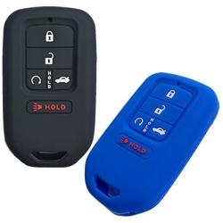 Alegender Qty(2) 5Btn Smart Key Fob Remote Covers Case Holder Jacket for 2018 2017 2016 2015 Honda Accord Civic CR-V CRV Pilot EX EX-L Touring Premium