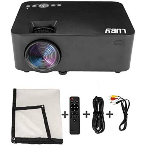 Luby Portable Movie Projector with Free Projector Screen Perfect for Fun Camping Neighborhood Gathering Backyard Movie