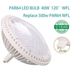 BAOMING PAR64 WFL LED Bulb 40W Replace Traditional 500w PAR64 Dimmable 120° Warm White 2700~3000K 120V GX16D