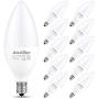 Ascher E12 LED Candelabra Light Bulbs, Equivalent 60W, 550 Lumens, Daylight White 5000K, Candelabra Base, Non-dimmable, Chandelier Bulb, Pack of 10