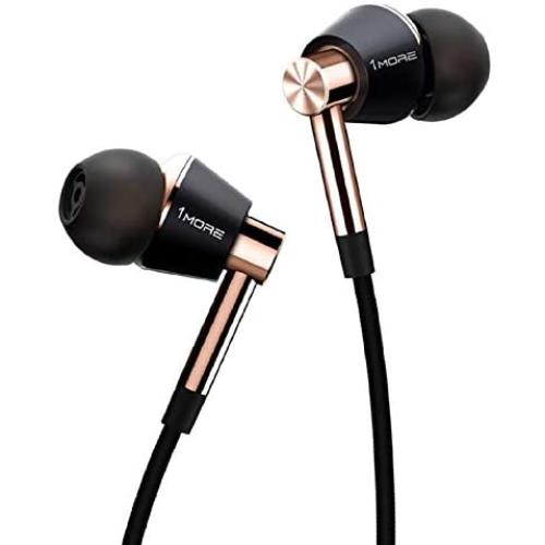 1MORE Triple Driver In-Ear Earphones Hi-Res Headphones with High Resolution, Bass Driven Sound, MEMS Mic, In-Line Remote, High Fidelity for Smartphones/PC/Tablet - Gold