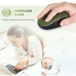 seenda Wireless Mouse, 2.4G Noiseless Mouse with USB Receiver Portable Computer Mice for PC, Tablet, Laptop, Notebook - Green & Black