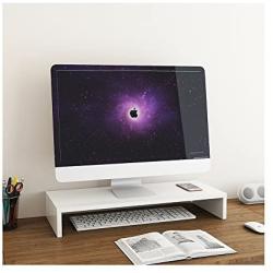 WUDENHOM Computer Monitor Riser Wood, Universal Screen TV Printer Laptop Shelf Stand Riser Desk Clamp Organizer Save Space Monitor Stand for Home Office Dorm Workspace E-Sports(White)