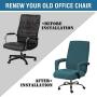 Office Chair Cover Computer Chair Universal Boss Chair Cover Rotating Swivel Chair Cover High Stretch Spandex Jacquard Fabric Removable Washable Anti-dust Chair Cover Protectors, Large, Deep Teal