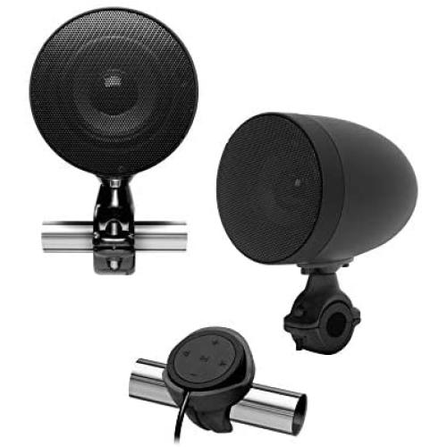BOSS Audio Systems MCBK625BA Motorcycle Speaker Sound System - Bluetooth, Amplified, Weatherproof, 3 Inch Speakers, Multi-Function Volume Control, Also Use with ATVs UTVs