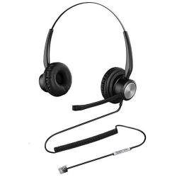 Oppetec RJ9 Telephone Headset Wired, Small Noise Cancelling Headset with Microphone, Dual Ear Landline Phone Headset, Corded Office Work Headset Compatible with Cisco IP Phones ONLY