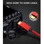 Elebase Mini HDMI to HDMI Cable 6.6 FT,4K 60Hz Mini HDMI Cord Compatible for DSLR Camera,Camcorder,Graphics Video Card,Laptop,Pico Projector,Raspberry Pi Zero W,Neogeo