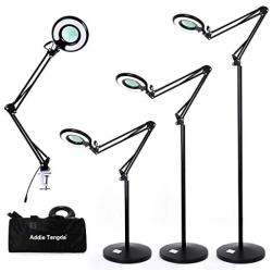 Magnifying Floor Lamp, Addie Super Bright 3-in-1 Facial Magnifier Lamp - 2.25x Dimmable Full Spectrum Natural Daylight Sunlight LED Standing Light with Utility Clamp, Desk/ Task Craft Lamp-Black