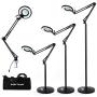 Magnifying Floor Lamp, Addie Super Bright 3-in-1 Facial Magnifier Lamp - 2.25x Dimmable Full Spectrum Natural Daylight Sunlight LED Standing Light with Utility Clamp, Desk/ Task Craft Lamp-Black