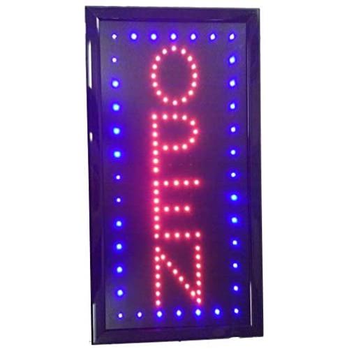 LED Open Sign for Business Displays: Vertical Light Up Sign Open with 2 Flashing Modes | Electronic Lighted Signs for Barber Shops, Bars, Restaurants | Non Toxic Mercury Free (19'' x 10'')