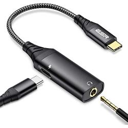 ESR Upgraded 2-in-1 USB-C PD Headphone Jack Adapter, Type C to 3.5mm Audio and Charger Adapter, for Aux, Stereo, Earphones, Headset, Compatible with iPad Pro 2018, Galaxy S20/S10/Note10, Pixel 3/4