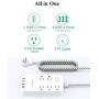 USB C Power Strip, Flat Plug with 5 Outlets 4 USB(4.5A), 5Ft Long Extension Cord with USB, Wall Mount Overload Protection Power Outlet Strip, Desktop Charging Station for Home, Office, Dorm Essentials
