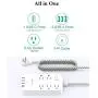 USB C Power Strip, Flat Plug with 5 Outlets 4 USB(4.5A), 5Ft Long Extension Cord with USB, Wall Mount Overload Protection Power Outlet Strip, Desktop Charging Station for Home, Office, Dorm Essentials