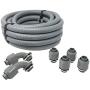 Sealproof Non-metallic Liquid-Tight Conduit and Connector Kit, 1/2-Inch 25 Foot Flexible Electrical Conduit Type B with 4 Straight and 2 90-Degree Conduit Connector Fittings, 1/2'' Dia