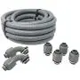 Sealproof Non-metallic Liquid-Tight Conduit and Connector Kit, 1/2-Inch 25 Foot Flexible Electrical Conduit Type B with 4 Straight and 2 90-Degree Conduit Connector Fittings, 1/2'' Dia