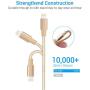 Lightning Cable MFi Certified - Quntis iPhone Charger 3Pack 3ft 6ft 10ft Nylon Braided USB Fast Charging Cord Compatible with iPhone 11 Pro X Xs Max XR 8 7 6 Plus iPad Pro Airpods and More, Gold