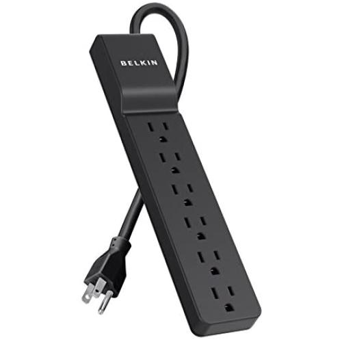 Belkin 6-Outlet Home And Office Surge Protector With Essential Power Filtration And 4ft Cord, 700 Joules, Black